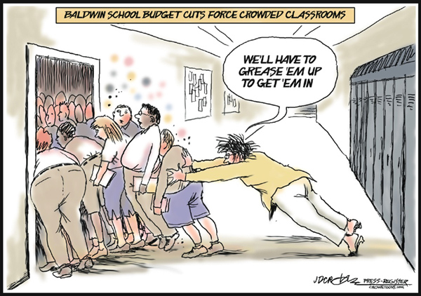 crowded classroom cartoon, depaulunderground.wordpress.com
