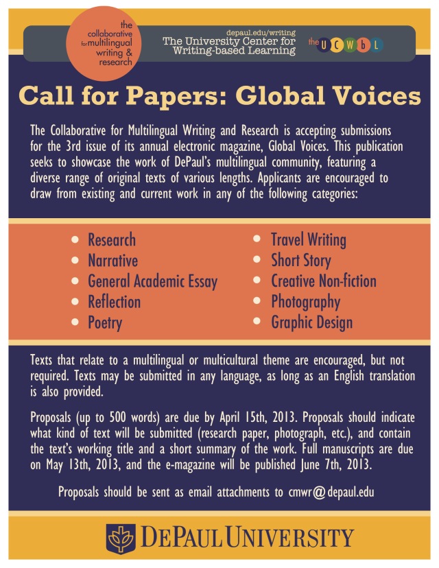 Call for Papers: Global Voices -- April 15th
